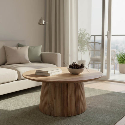 Canicule I table, solid acacia wood in natural shade, Φ80x40cm