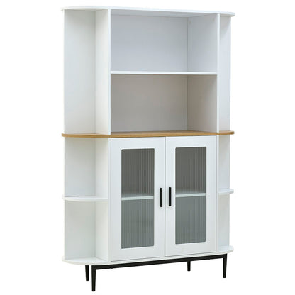 Showcase Xarvey Inart white-natural wood 110x38x160cm