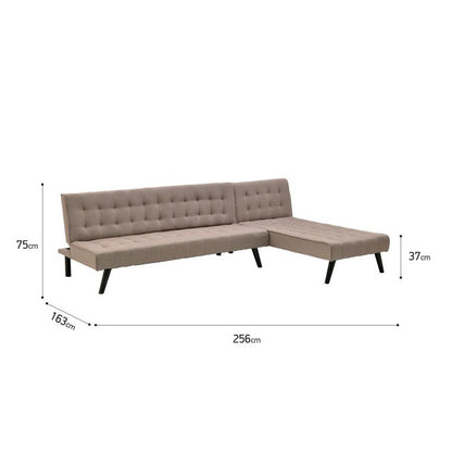 Corner sofa-bed Inart 6-50-585-0013 reversible beige 256x163x75cm