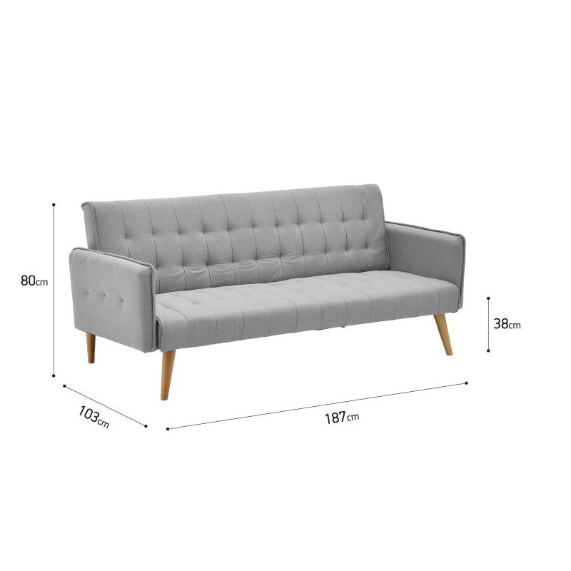 Sofa-bed Onero Inart grey fabric 187x85x80cm