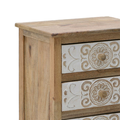 Wooden carved drawer Inart 3-50-245-0017  natural-white 72x35x76cm