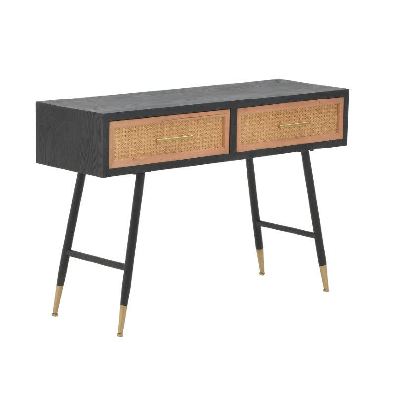 Console Hasmia Inart natural-black wood-metal 110x35x76cm