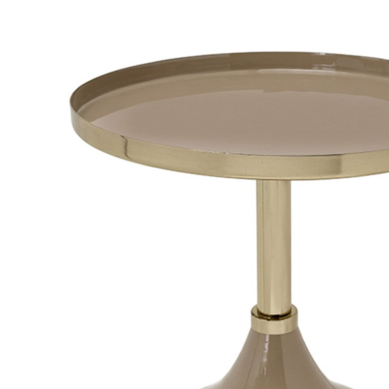 Coffe table Treil Inart beige-gold enamel metal D36x45cm