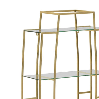 Wall shelf Kramve Inart gold-transparent metal-glass 50x18x90cm