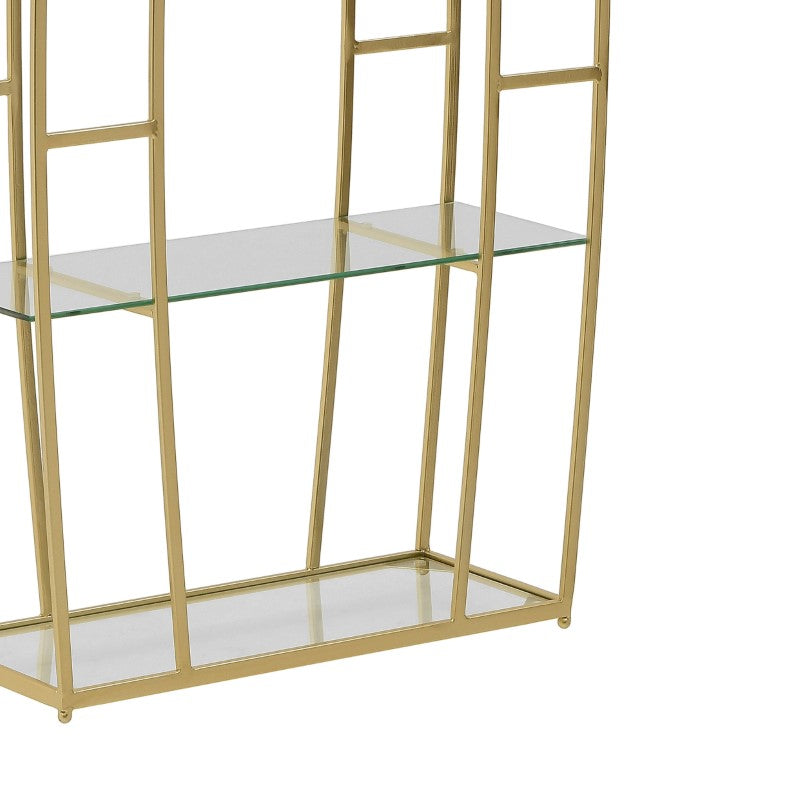 Wall shelf Kramve Inart gold-transparent metal-glass 50x18x90cm