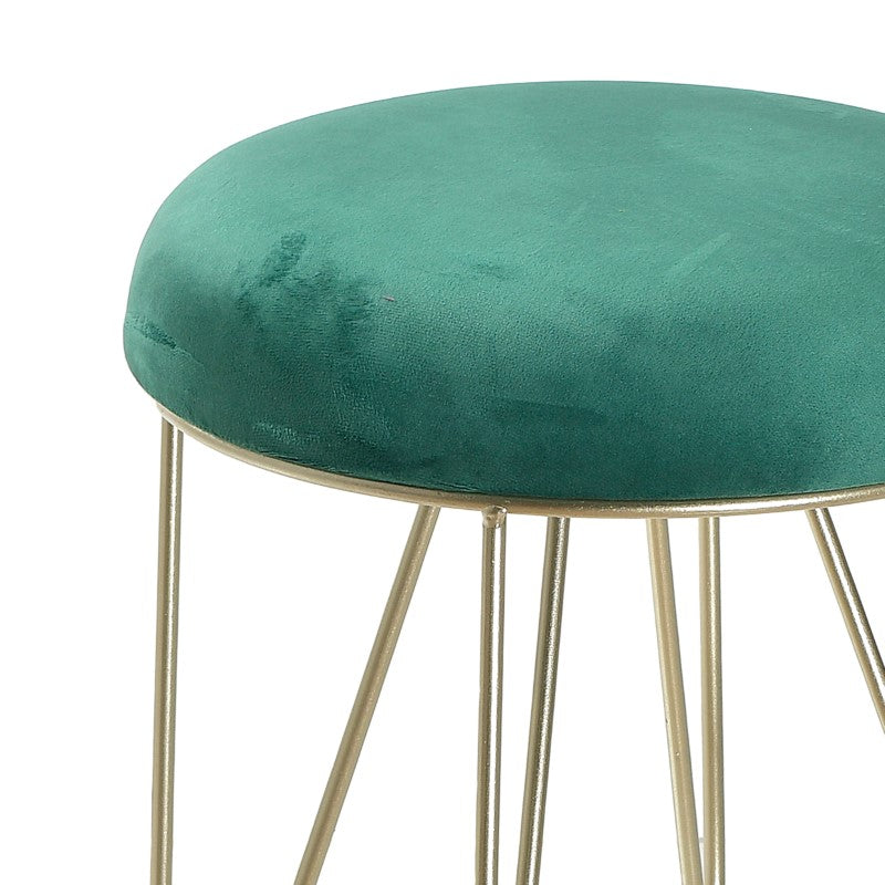 Stool Actel Inart gold-green velvet-metal D34x35cm