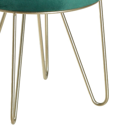 Stool Actel Inart gold-green velvet-metal D34x35cm