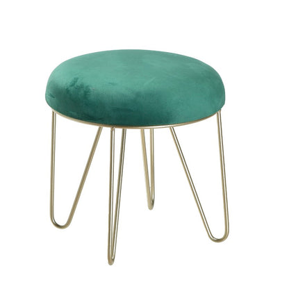 Stool Actel Inart gold-green velvet-metal D34x35cm