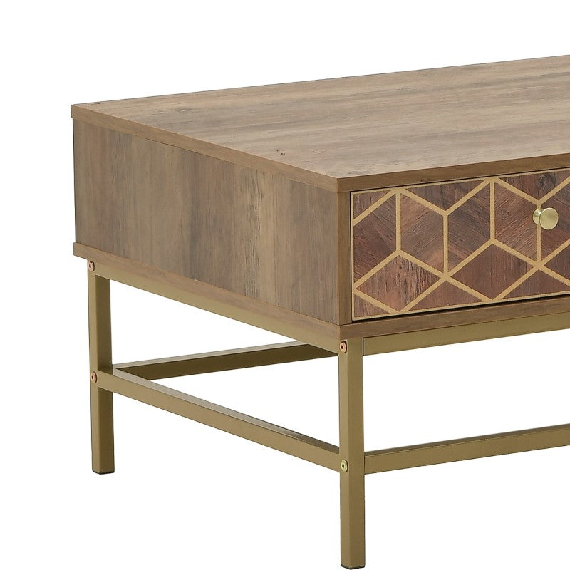 Coffee table Brilo Inart brown-gold wood 101x59x43cm