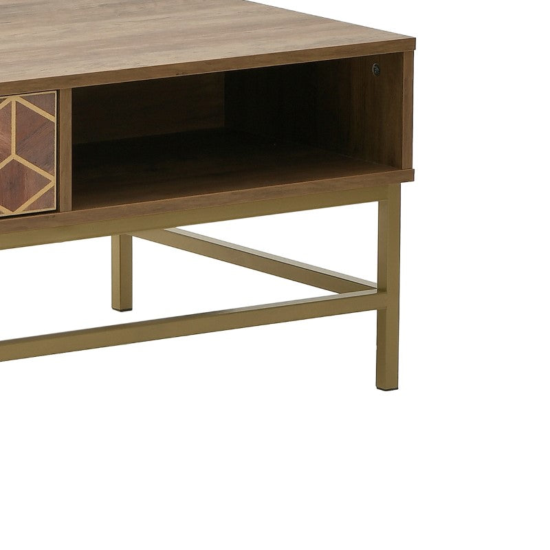 Coffee table Brilo Inart brown-gold wood 101x59x43cm