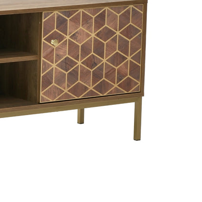 TV cabinet Brilo Inart brown-gold wood 145x39x55cm