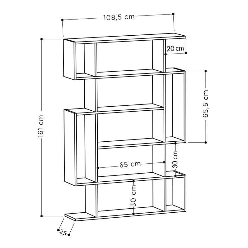 Bookcase MITO pakoworld in anthracite-natural colour 108,5x25,5x161cm