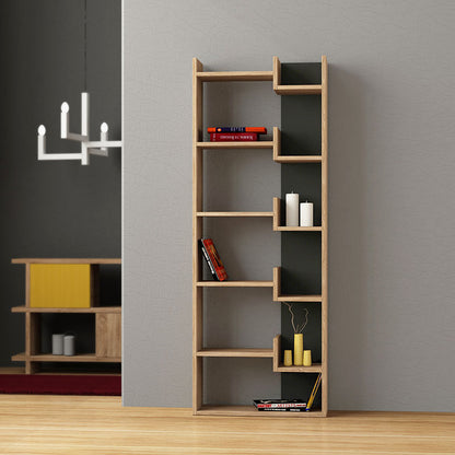 Bookcase Oppa pakoworld bookcase dark oak - antracite 61x22x162cm