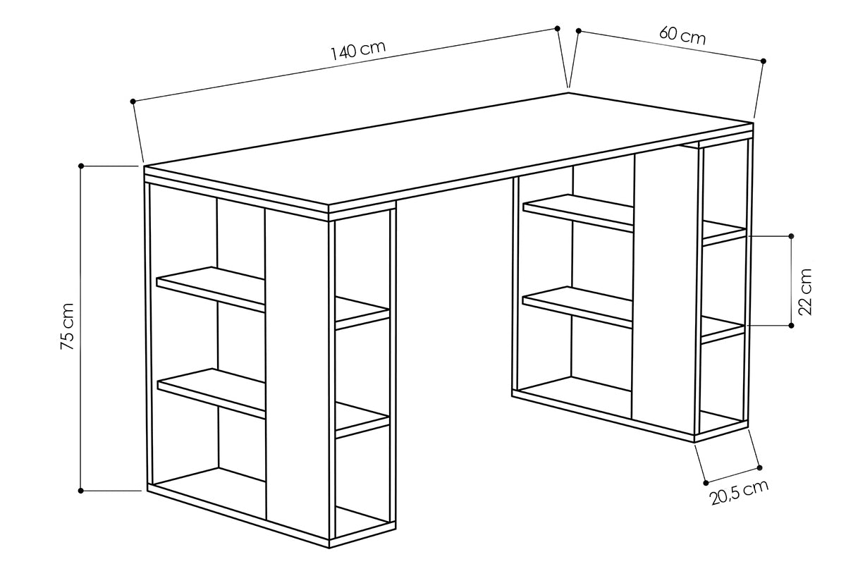 Desk Colmar pakoworld white 140x60x75cm