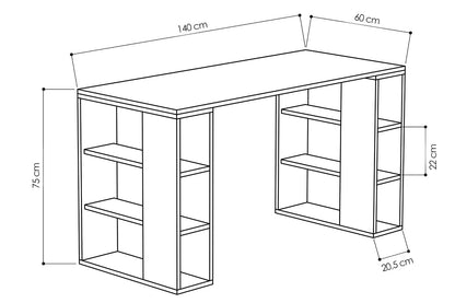 Desk Colmar pakoworld white 140x60x75cm