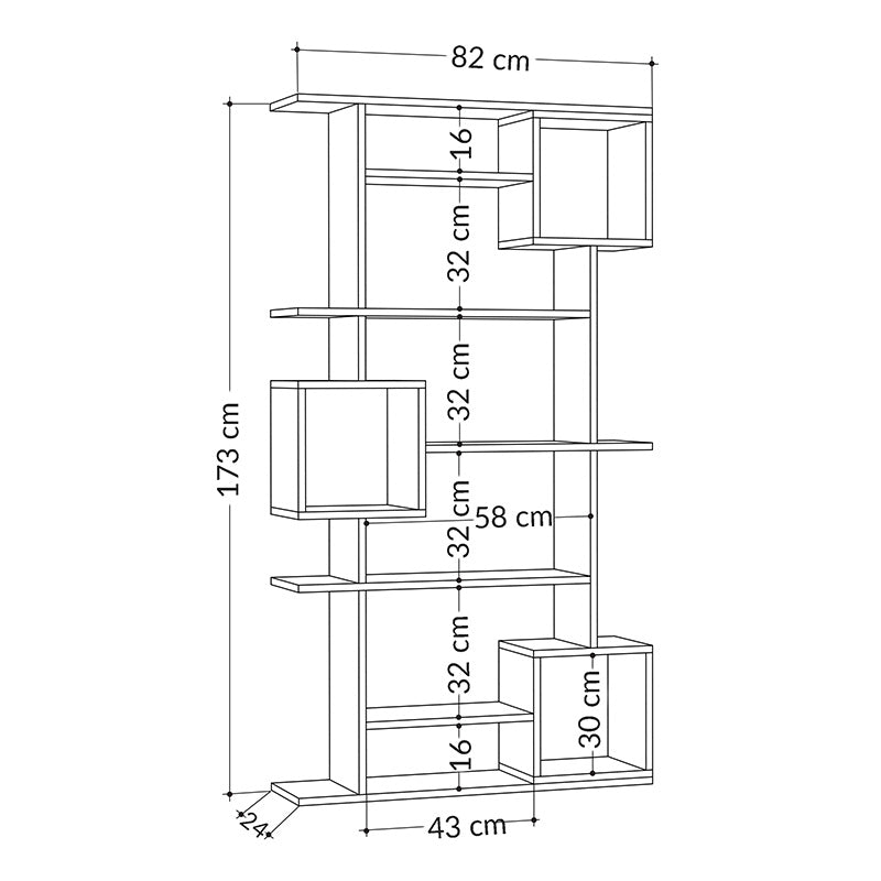 Soto pakoworld Bookcase in light mocha color 92x28x173cm