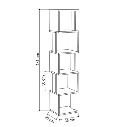 Bookcase - Column Piri pakoworld oak-anthracite 35x30x161cm