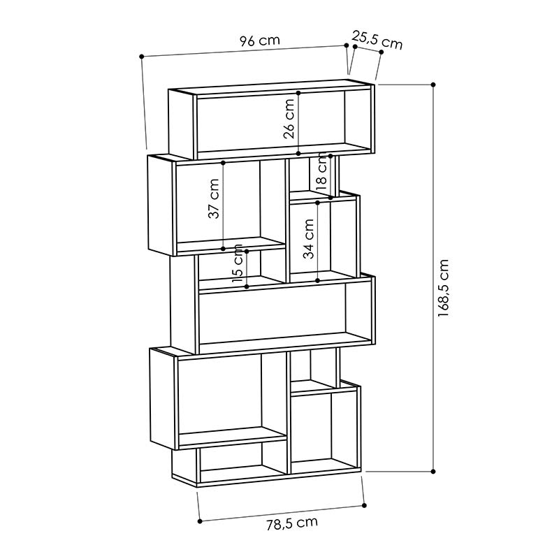 Bookcase Karmato pakoworld petrol 96x25.5x168.5cm