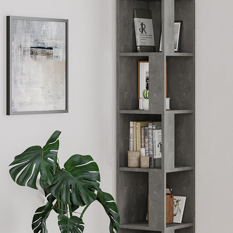 Corner bookcase Raphael pakoworld grey antique 31.5x31.5x159cm