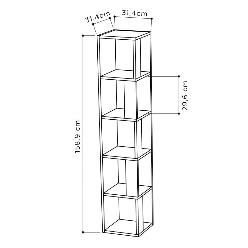 Corner bookcase Raphael pakoworld grey antique 31.5x31.5x159cm