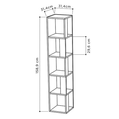 Corner bookcase Raphael pakoworld grey antique 31.5x31.5x159cm