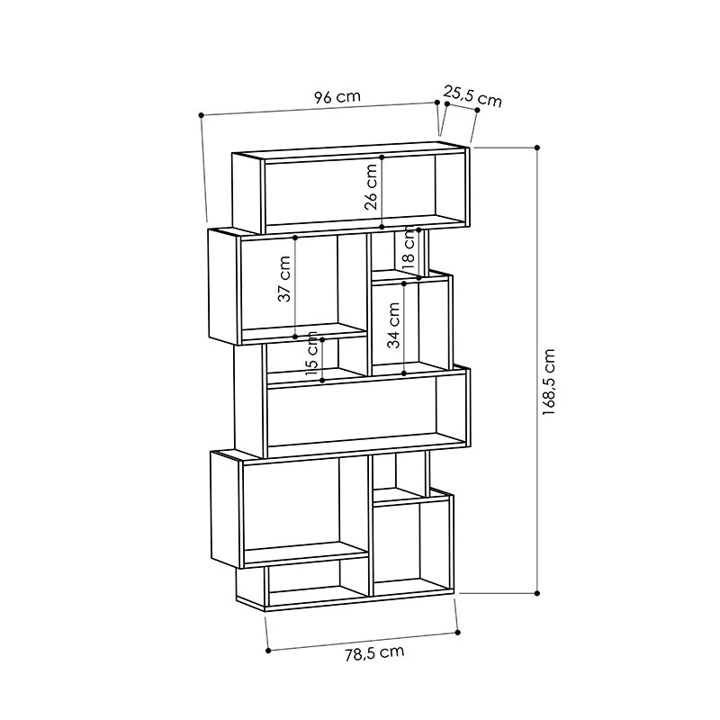 Karmato pakoworld gray antique bookcase 96x25,5x168,5cm