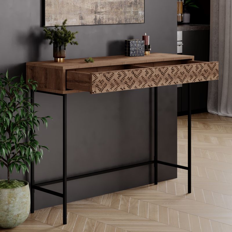 Console Elettra pakoworld walnut-black 110x35.5x90cm