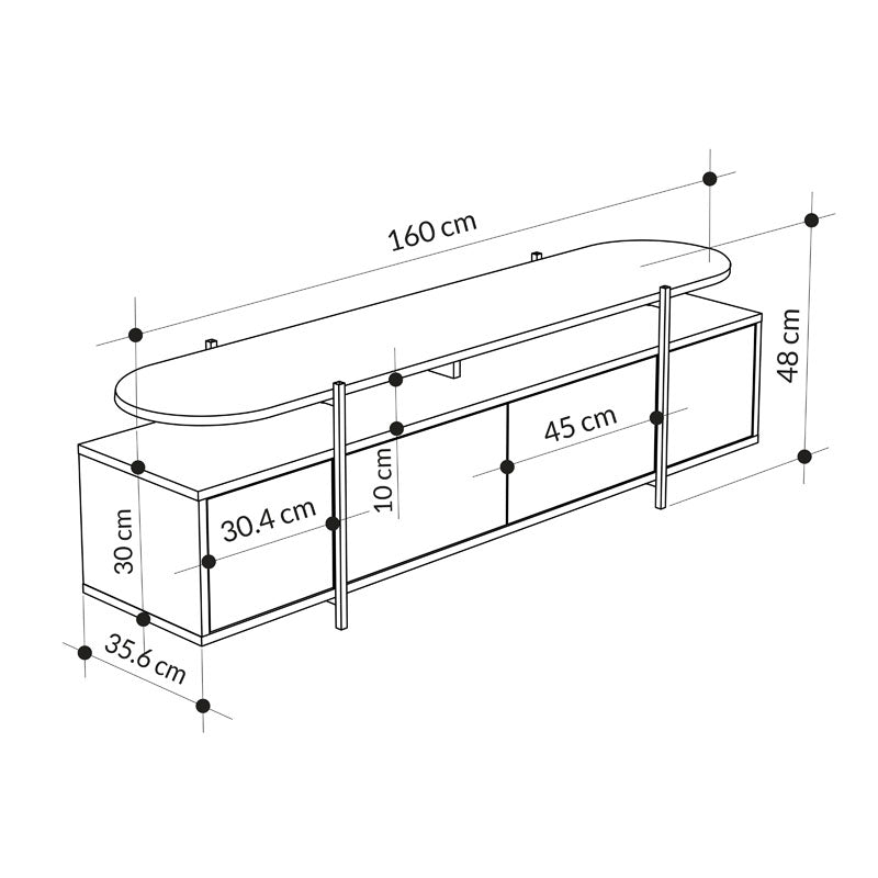 TV cabinet Ondine pakoworld white marble-natural 160x35.5x48cm