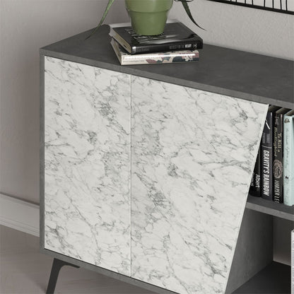 Buffet Hana pakoworld antique dark grey-white marble 180x35.5x82cm