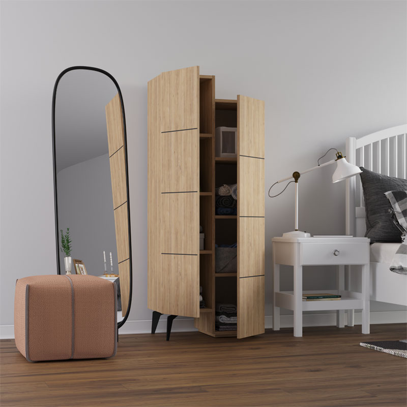 Multipurpose cabinet Romane cabinet pakoworld natural 62.2x37.4x155.4cm