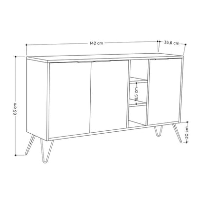 Buffet Clara pakoworld in walnu-white marble color 142x35.5x82cm