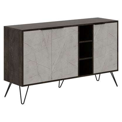 Buffet Clara pakoworld in walnu-white marble color 142x35.5x82cm