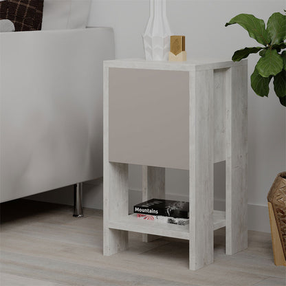 Nightstand Ema pakoworld in white antique-mocha color 30x30x55cm
