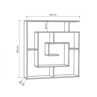 Bookcase Labirent pakoworld mocha 125x22x129