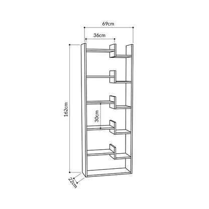 Bookcase Oppa pakoworld natural-white 61x22x162cm