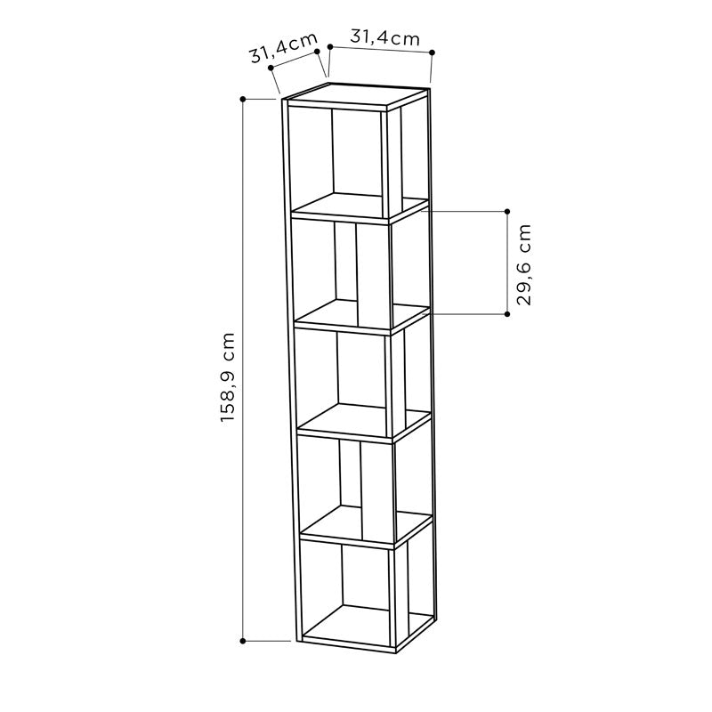 Corner bookcase Raphael pakoworld white 31.5x31.5x159cm