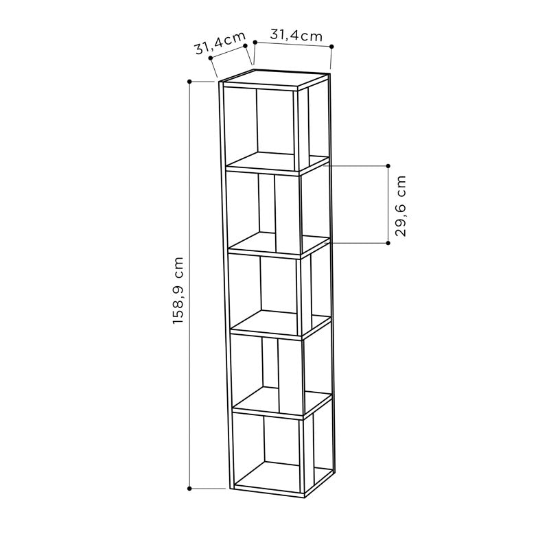 Corner bookcase Raphael pakoworld anthracite 31.5x31.5x159cm