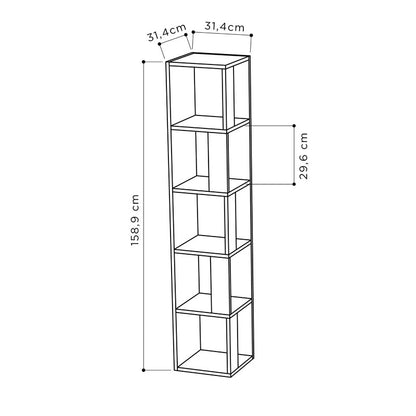 Corner bookcase Raphael pakoworld anthracite 31.5x31.5x159cm