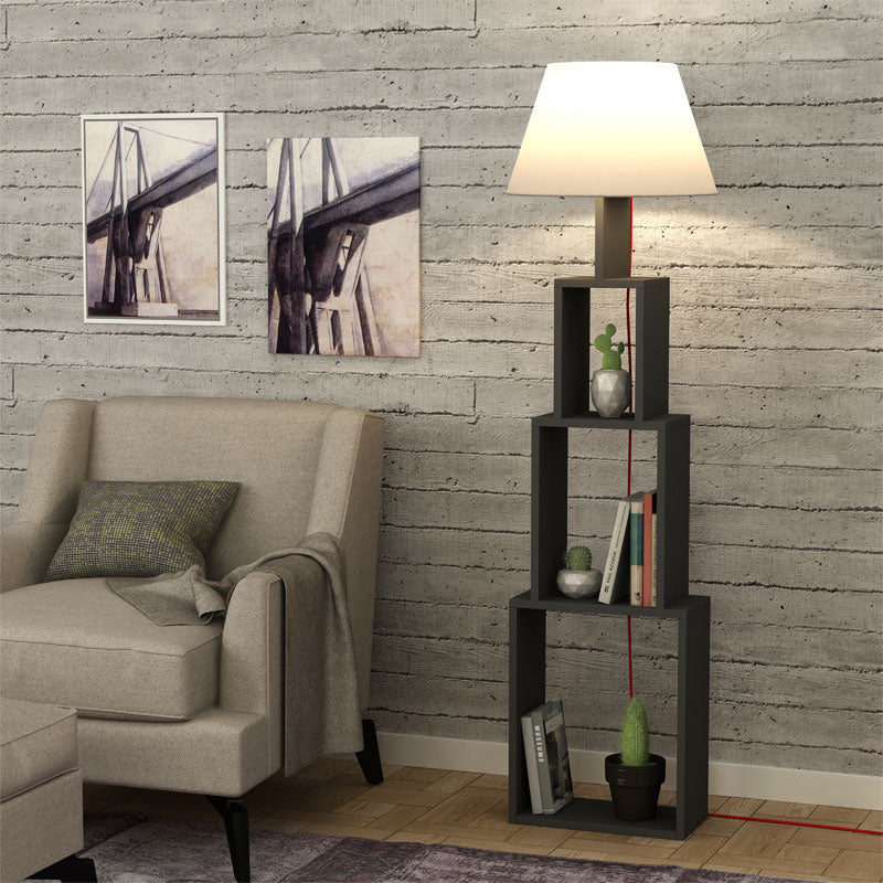 Floor lamp PWL-1230 pakoworld Ε27 anthracite-shade beige 40x19.80x168cm