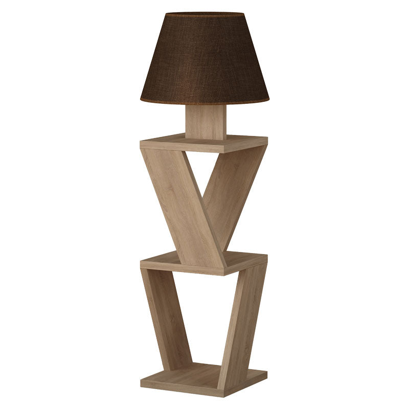 Floor lamp PWL-1231 pakoworld Ε27 natural-shade brown 22x22x85cm