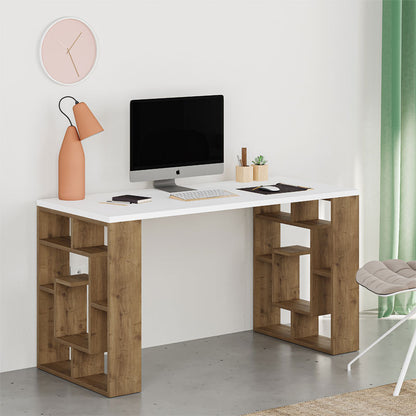 Working Table Labirent pakoworld in white-walnut140x60x75cm