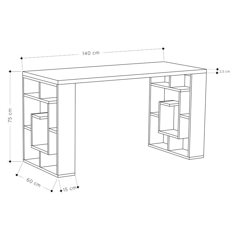 Working Table Labirent pakoworld in white-walnut140x60x75cm