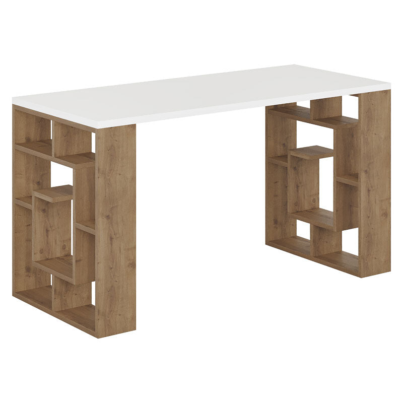 Working Table Labirent pakoworld in white-walnut140x60x75cm