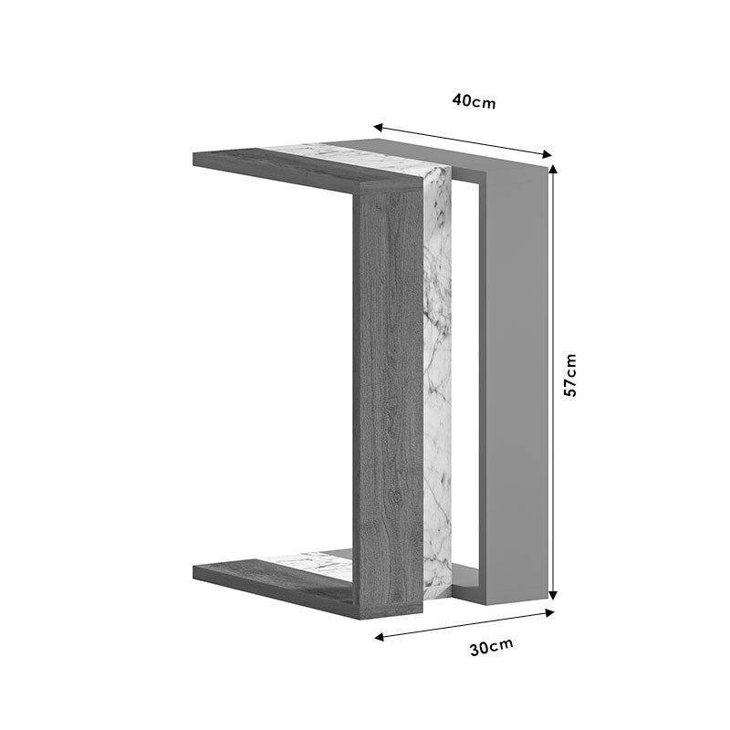 End table Muju pakoworld natural-white marble-mocha 40x30x57cm