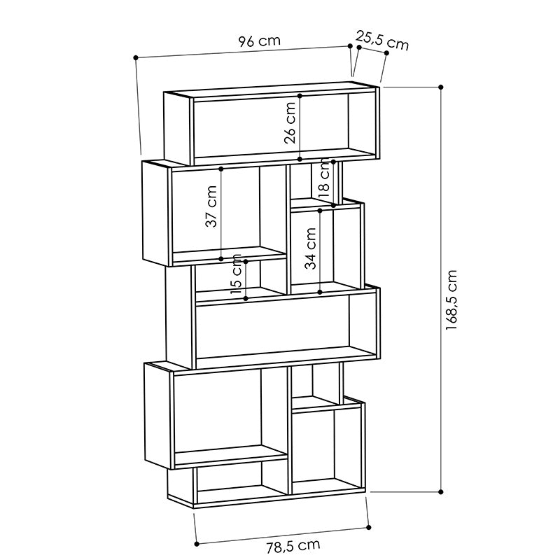 Karmato pakoworld mocha bookcase 96x25.5x168.5cm