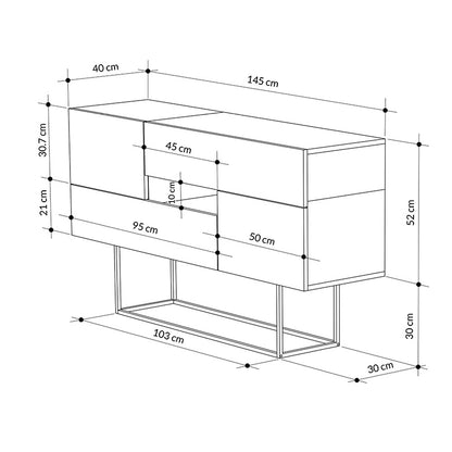 Buffet Roberta pakoworld light mocha-white marble 145x40x82cm