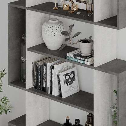 Bookcase MITO pakoworld in antique white-grey colour 108.5x25.5x161cm