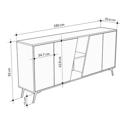 Buffet Hana pakoworld white-natural 180x35.5x82cm