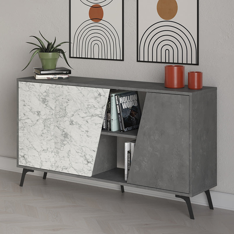 Buffet Hana pakoworld grey antique-white marble 150x35.5x82cm