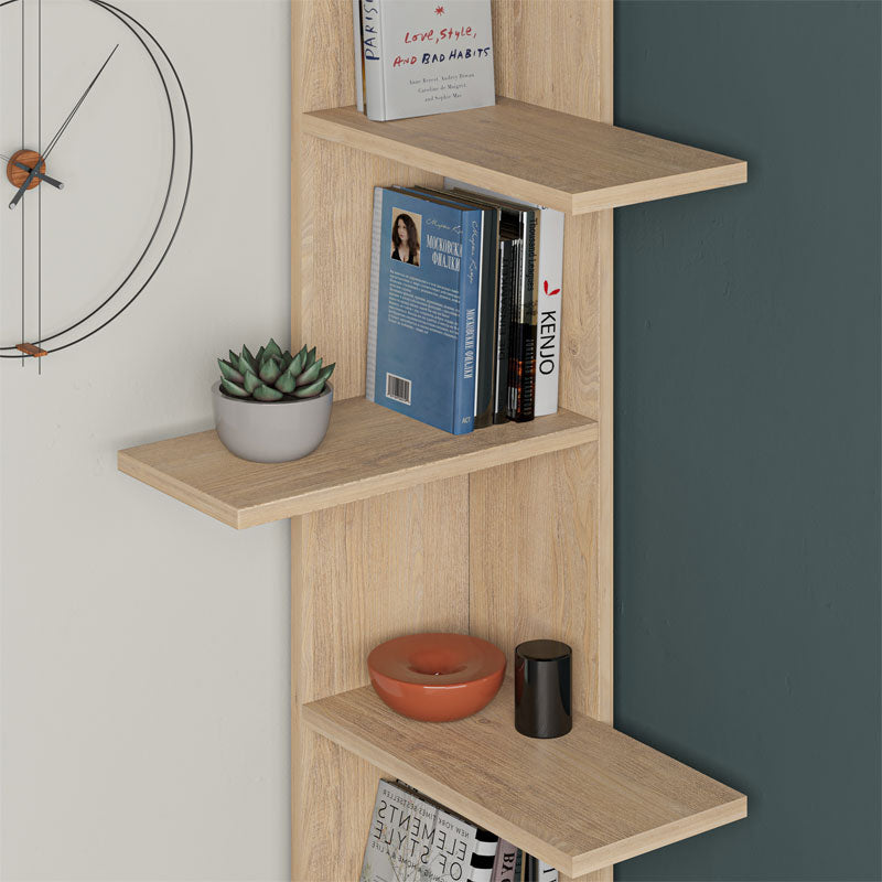 Bookcase corner Saso pakoworld melamine oak 37x37x141cm